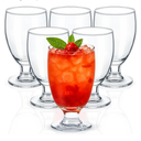 Patelai Set of 6 Clear Glasses 10.5 oz Water Goblet Glass Stemmed Water Glasses for Juice Wine Beer Tea Milk Cold Beverages Drinks Dishwasher Safe