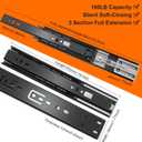 18 inch Drawer Slides 6 Pairs (12pcs) Soft Close 3 fold Full Extension Side Mount Cabinet Drawer Glides 18" Black Cabinet Rails for Dresser, Cabinet, Kitchen 100 LB Capacity