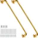 24 Inch Shower Grab Bar 1.25" Dia, 2 Pack Gold Anti Slip Bathroom Grab Bar, 304 Stainless Steel Knurled Handicap Grab Bars, Safety Support Handrail,Bath Shower Handle for Elderly Injury Senior