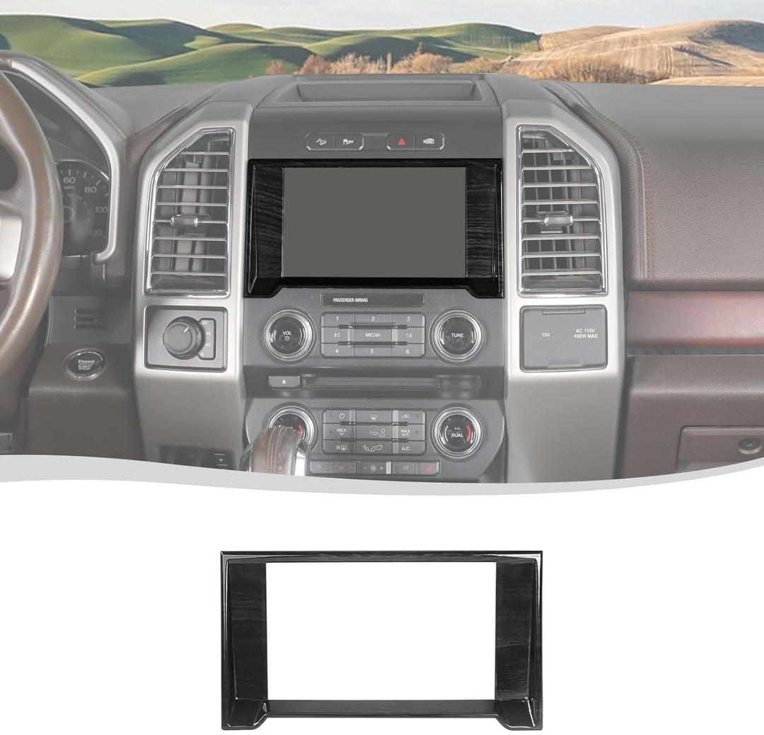 Voodonala for Ford F150 2015-2020 Center Navigation Panel Cover Compatible with Ford F150 2015-2020 (Black Wood,ABS)