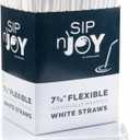Crystalware Bulk Pack of 380 Flexible Plastic Drinking Straws - White, Individually Wrapped, Food-Safe BPA Free, 7.75 Inches Long (1 Box)