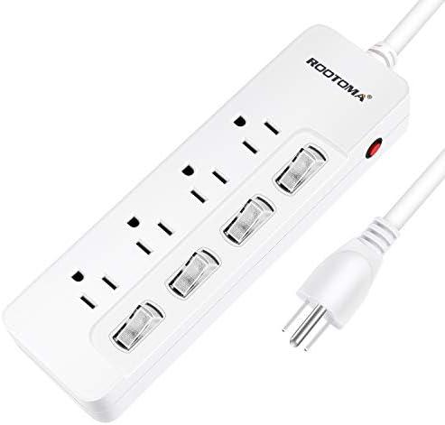 Appliance Extension Cord with Individual Switches on Off - 6 FT, 14 Gauge Heavy Duty Extension Cord with 4 AC Outlets, Wall Mountable, High Wattage for Microwave Workbench Garage Must Have, ETL Listed