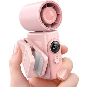 Hotsales Clip-On Portable Fan, 13500 RPM Rechargeable Handheld Mini Fan with LED Display, 360 Rotating Detachable Clip, Stroller Fan for Baby, Compact Travel Essentials/Lash, Summer Gifts for Women
