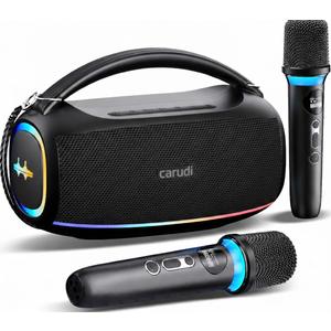 CARUDI Karaoke Machine with Two Wireless Microphones