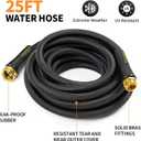 Flexible Garden Hose Water Pipe - 25FT Lightweight Garden Water Hose, Portable Patio Hose with Solid Brass Fittings and Double Latex Core for Pet Washing, Black