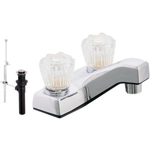 EZ-FLO Non-Metallic Two-Handle Lavatory Faucet, Bathroom Sink Faucet with Washerless Cartridge, Chrome Finish, 10256N