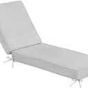Sundale Outdoor Olefin Chaise Lounge Cushion, Water-Resistant Patio Lounge Chair Cushion, Thick Lounger Pad with 8 Straps Light Gray, 80 x 26 x 4 Inches