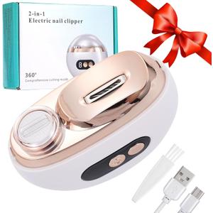 Electric Nail Clipper,2-in-1 Electric Nail Trimmer and Polishing,with Nail Chip Storage Box,LED Light,USB Rechargeable,Suitable for Infants,Children,Adults,and The Elderly Automatic Nail Clipper