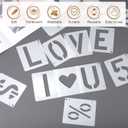 MECCANIXITY 42pcs 10 Inch Letter Stencils Alphabet Number Stencil Reusable Plastic Symbol Stencil Interlocking for DIY Art Painting Wall Chalkboard Wood Signs, White
