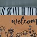 Tinideya 2 Pcs Spring Door Mat 17"x47" Wildflowers Welcome Non Slip Coir Mats Black White Plaid Large Floor Layering Flowers Doormats for Front Porch Entryway Decor