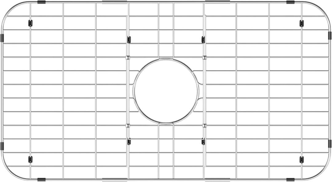 iPEGTOP Sink Bottom Grid, Stainless Steel Sink Protector 28"x 15" Centered Drain Hole with Corner Radius 1-1/2", Sink Grate for Bottom of Kitchen Single Sink Bowl with Hole Cover