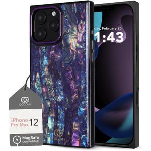 Cocomii - Rectangle Case Compatible with iPhone 12 Pro Max - Compatible with MagSafe, Abalone Shell, Pearlescent Seashell, Glossy, Magnetic Phone Case for iPhone 12 Pro Max 6.7 inch, Blue/Purple