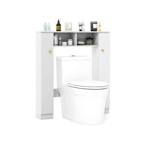 Over The Toilet Storage Cabinet with 2 Open Compartments and 4 Adjustable Shelves