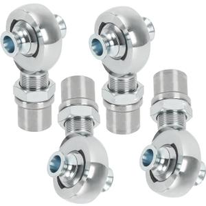 1.25'' Heim Joints Rod End Kit, 1 1/4'' Right and Left Hand Thread Chromoly Joints Heat Treated Chromoly with Round Tube Adapter, High Misalignment Spacer (2 Pair)