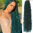 Faux Locs Crochet Hair 30 Inch 7 Packs Soft Locs Long Crochet Locs Goddess Locs Natural Synthetic Pre looped Crochet Braids For Butterfly Locs Crochet Hair (30 Inch (Pack of 7), Malachite Green)