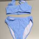 Pink Queen Women's Crop Top High Waisted Cheeky Bikini Set Two Piece Swimsuits (Medium, 01 - Sky Blue)