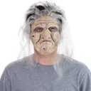 STYLER Latex Old Woman Mask Realistic Halloween Mask with Hair