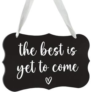2 x Acrylic Wedding Sign, Ring Bearer Sign, Rustic Wedding Decor Signs, Acrylic Wall Art With Ribbon for Chairs Weddings Decoration and Event Party - The Best is Yet to Come (Black)