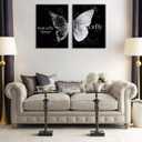 EAGLOG 2 Pieces Black and White Butterfly Wall Art Romantic Series Dreamy Starry Sky Modern Abstract Simple Painting Prints Artwork for Living Room Bedroom Wall Decor 16L x 12W Wrapped Canvas