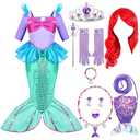 Spooktacular Creations Halloween Little Mermaid Costume for Girls, Sequin Mermaid Dress Set, Light Purple Princess Dress for Toddler Dress-Up, Cosplay Party (Small, 5-7 yrs)