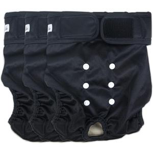 Washable Female Dog Diapers - Premium Reusable Diapers for Doggie in Heat - Highly Absorbent Dog Diapers Female for Pet Incontinence with Adjustable Snaps(Black, S)