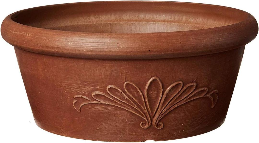 PSW Pot Collection TA30TC 12-inch Plastic/Stone/Wood Composite Bulb Pan Planter No Drainage Hole (Drillable), Shallow Indoor/Outer Pot for Succulents, Bonsai, Fairy Gardens, Herbs, Terra Cotta Color