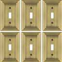 Metal Wall Plate for Light Switch, Decorative Antique Brass Light Switch Cover Plate, Switch Plates Outlet Cover, 1-Gang Wall Plates (Single Toggle, 6 Pack)