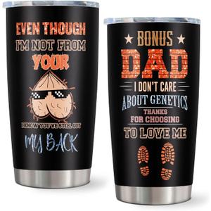Puvazi Fathers day Tumbler Gifts for Step Dad, Bonus Dad Gifts, StepDad Birthday Gift, Birthday Gift for Stepdad from Daughter, Son, Kids, Stepdad 20 OZ Travel Coffee Mug 1PC