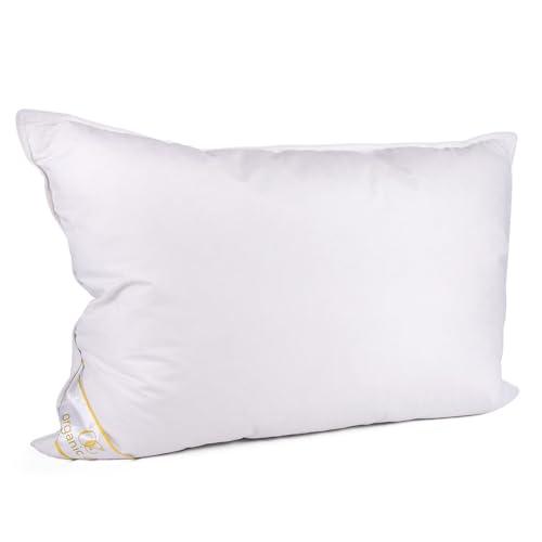 OrganicClub Wool Pillow – 100% Cotton Cover, Breathable & Temperature Regulating Bed Pillow, Natural Sheep Wool Fill, Hypoallergenic Sleeping Pillow (Queen, Medium, Sheep Wool)