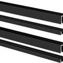 2 Sets 48" Metal Cabinet Sliding Door Track Kit for 1/4" Panels, Aluminum Track Set for Cabinet Closet Glass Window Doors, Smooth & Quiet Sliding System(Black)