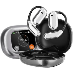 AI Language Translation Earbuds, Real-Time Headphones Translator for 144 Languages Free Lifetime, OWS LCD Touch Screen Real-Time Earphones Fit iOS and Android Ideal for Travel Business Learning