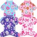 XPUDAC 4 Pieces Dog Pajamas Soft Strechy Puppy Onesies Pet Clothes for Small Medium Dogs Boy Girl Cat Pet Outfit, 153-M