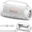 JCHPINE Silicone Cover Case for JBL Flip 7 Portable Speaker, Accessories for JBL Flip 7 Protective Case with Silicone Handle (White)