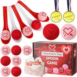 57 PCS Valentines Day Game Set for Adult & Teen, Valentine Heart Ball and Spoon Race Game