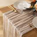 Vitalizart Cheesecloth Table Runner 10ft Gauze Boho Rustic Nude Cheese Cloth Table Runner for Wedding Bridal Shower Fall Thanskgiving Decoration 120 Inches