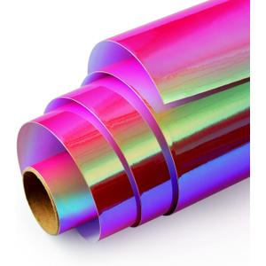 Holographic Opal Vinyl roll 12" x 5ft,Permanent Vinyl,SHOYISI Permanen Adhesive,for All Kinds of Cutting Machines(Rose Red)