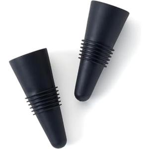 Rabbit Wine Stoppers and Beverage Bottle Stoppers, Silicone Set of 2 (Black)