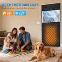 Thermal Insulated Door Curtain Fits 32" x 80" Doors, Curtain Size 35" x 82", Thermal Door Cover for Winter with Clear Window, Keep Cold Out & Save Energy, Drill-Free Easy Installation, Black