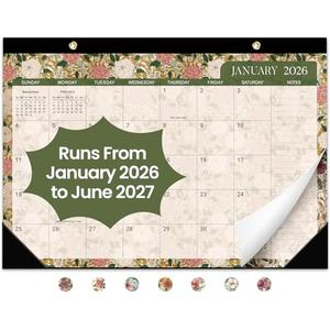 Desk Calendar 2026-2027, 18-Month Calendar Runs from January 2026 to June 2027, 17" x 12" Desktop or Wall Calendar, Perfect Monthly Calendar Planner for Home, Office, or School - Garden Repose, 1pcs