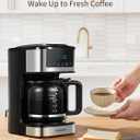 Ihomekee Coffee Maker, Programmable Drip Coffee Maker 12 Cup, Regular & Strong Brew Drip Coffee Machine with Iced Coffee Function for Home and Office, Black & Stainless Steel (Black,Silver)