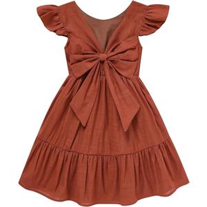 GRNSHTS Toddler Girls Dress Ruffle Sleeveless Backless Bowknot Kids Baby Casual Dresses (12-18M)