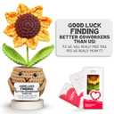 Gossby Handmade Positive Sunflower Doll Crochet with Card - Women Coworker Appreciation Gift - Retirement, Farewell, Goodbye, Leaving, Going Away Gift for Coworker - Good Luck Finding Better Coworkers