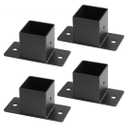 4 Pcs 2" Black Square Tube Fittings - 1 Way with Plate, Square Post Flange Base for Fence Deck Rail