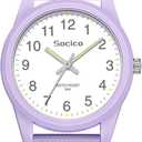 SOCICO Kids Analog Watch for Boys Girls, Easy to Read Learning Time Watch, 50M Waterproof, Soft Band Wristwatch for Ages 4-12, Great Gift for Children (Purple)