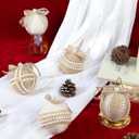 RoseCraft 12PCS Christmas Ball Ornaments, 3.14"/80MM Boho Shatterproof Linen Ornaments for Christmas Tree Hanging Decorations, for Home Rustic Party Farmhouse Xmas Decor.