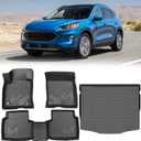 TPE Automotive Floor Mats & Cargo Liner Custom for Ford Escape 2020-2025 (NOT Fit Hybrid), All Weather Cover Protection Waterproof Black Floor Liner Front & Rear Row Full Set Car Mats, 4PCS