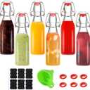 6 pack 8oz flip top glass bottles, swing top glass bottles 8 oz with lid for Home Brewing,2nd Fermentation, Kombucha, Kefir, Vanilla Extract, Juice, Tea, Beverages, Soda, Oils, Vinegar, Limoncello