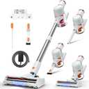 Cordless Vacuum Cleaner, Stick Vac with LED Touch Screen, 45KPA Powerful Suction, Up to 60 Mins Runtime, 7-Stage HEPA Filter, V-shaped Anti-Tangle Brush, Lightweight for Carpet, Hard Floor, Pet Hair