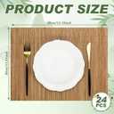 Set of 24 Bamboo Placemats 15.8x12 Inch Sushi Rolling Mat Japanese Style Wicker Placemats Washable Heat Resistant Table Mats for Dinner Kitchen Wedding Party(Bamboo Color)
