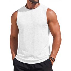 Runcati Men's Workout Tank Tops Sleeveless Athletic Gym Muscle Shirt Casual Basic Summer Fitness Tees White